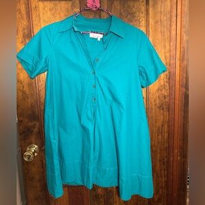 Anthropologie Turquoise Button-Up Dress